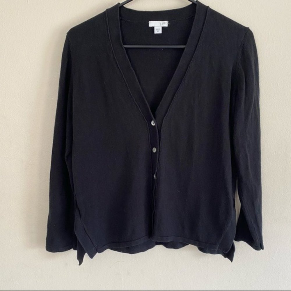 J Jill Cardigan Black Button Up Slits XS